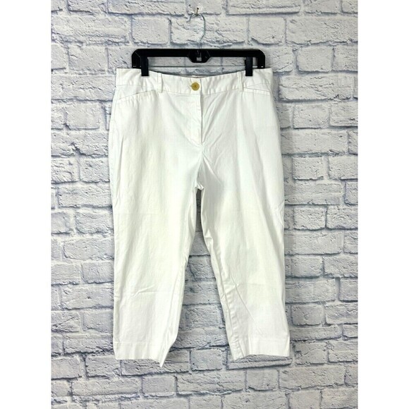 Talbots Women Size 12P White The Perfect Crop Curvy High Rise Cotton Spandex E4 - Picture 2 of 11